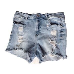 Judy Blue Denim Jean Shorts Womens XL Cut Off Raw Hem Pockets Distressed Ripped